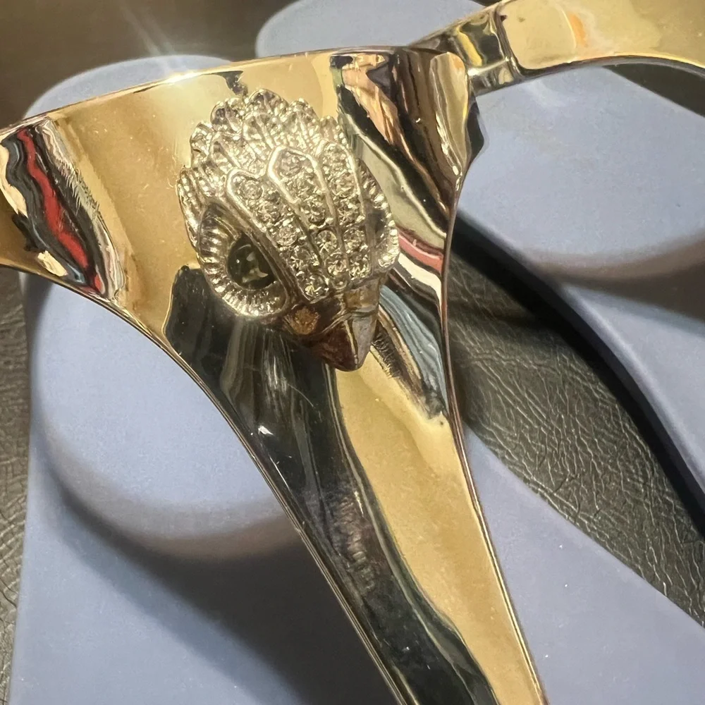 Kurt Geiger London Maddison T-Bar Metallic Silver and Blue Sandals Size 6 NEW - Picture 12 of 14